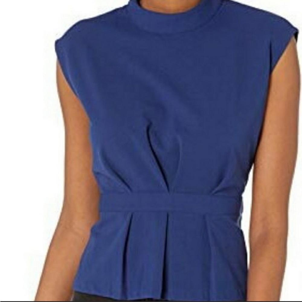 Club Monaco Pleated Waist Top. Blue Depths. Size Large.